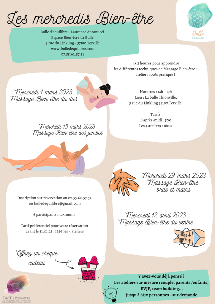programme des ateliers massage bien-être à Thionville